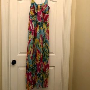 Strapless, Floral Print Maxi Dress